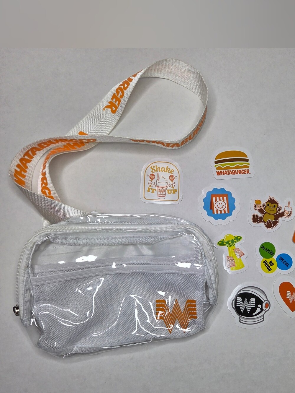 Whataburger Clear Fanny Pack with Open Sticker Pack With 8 Stickers